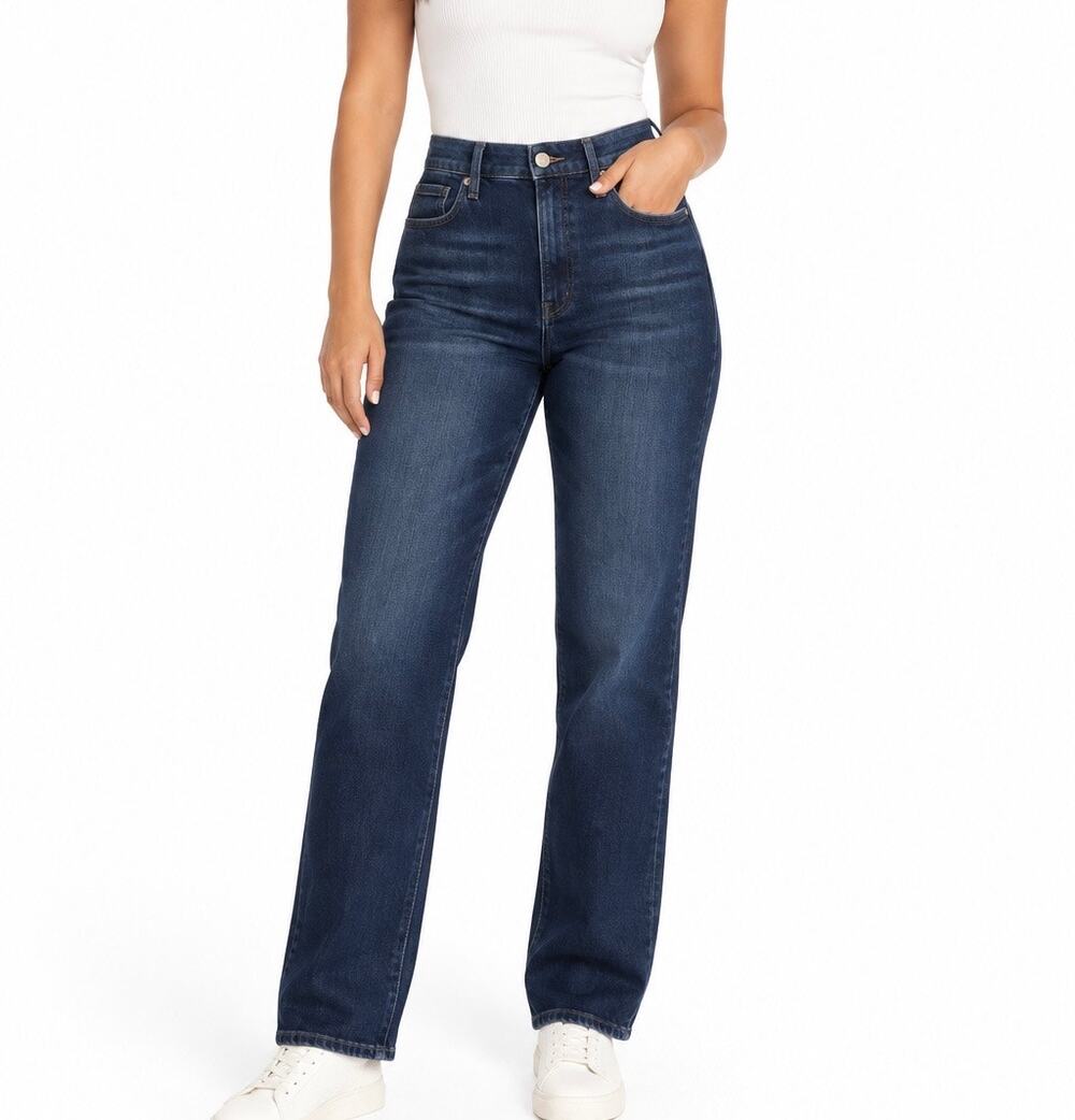 Good American Good Curve Straight Dark Wash Super High Rise Jeans Size 6-12